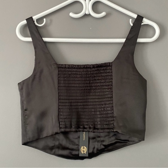 HOUSE OF HARLOW 1960 - Women's Satin Like Black Crop Top Size Medium New - Picture 5 of 7